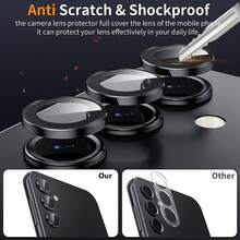 金属镜头玻璃相机保护膜，超高清钢化防刮防震膜，适用于可折叠和旗舰手机 - 兼容 Galaxy S24/S23/S25 Ultra、Z Fold 6/5/4、Flip 5/4、Phone 15/14/16 Pro Max/Plus、A55/A35/A25 系列、后置摄像头光圈保护壳