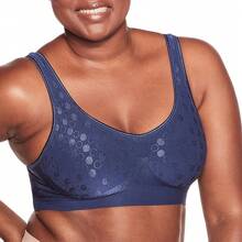 Women's Comfort Revolution Wireless Bra, ComfortFlex Fit Full-Coverage Bra - In the Navy Dot - View 1