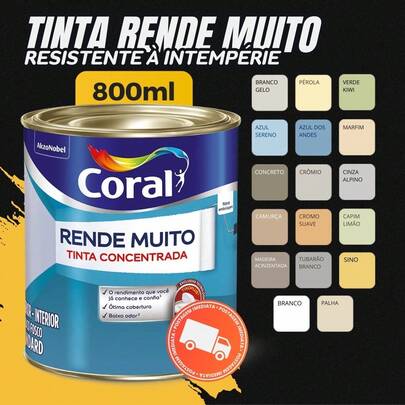 Tinta Coral Rende Muito 900ml Branco / Gelo Tinta De Parede para Pintura Cores