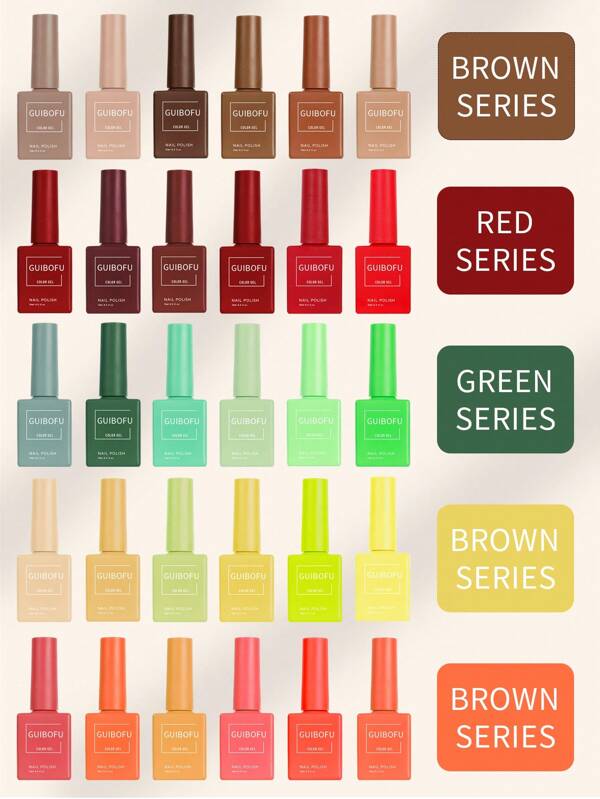 6pcs Gel Nail Polish Set, 0.51oz - 120 Colors, Spring Nail Art , Semi-Permanent Glitter Sequins, Soak Off Varnish Kit For Manicure And Nail Design, One Color Per Bottle