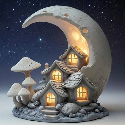 Small Moon House Silicone Mold, Resin Casting Mold,Jewelry Casting Tools, , Suitable For Plaster, Accessories, Pendant DIY Crafts Mold,Valentine's Day Mother's Day Father's Day Thanksgiving Christmas Silicone Mold