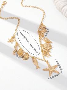1 stuk zomerse zee strand stijl zeester bedel ketting, zee thema strand elementen zonnestralen vis hanger kettingen, dames sieraden geschikt voor strand reizen, feest, roeping accessoires