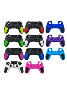 1 Stück PlayStation 4 Controller Hülle, Silikon dickeres Zweifarbdesign, rutschfest, kratzfest, schweißresistent, verbesserte Spielsteuerung