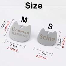 Customized Cat Shaped Name Tag, Pet ID Tag, Cat Accessories, Collar Pendant, Various Fonts And Colors Available