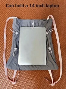 Zaino con coulisse bianco nuovo del 2024, stile coreano casual a secchiello, in nylon resistente all'acqua, leggero, comodo per attività all'aperto