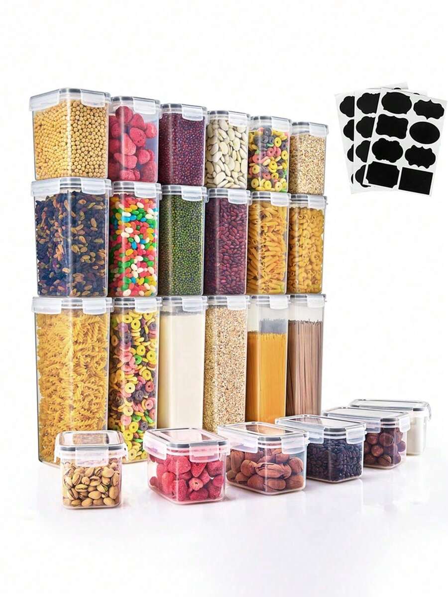 48pcsstorage And Organization,Sealed Food Storage Containers With LIDS - Ideal For Organizing And Storing Grains, Rice, Pasta, Tea, Nuts And Coffee Beans In Kitchen Pantries - Are Dishwasher Friendly And Include Labels And Markers,Vanity