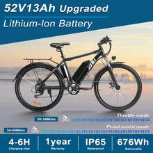 ZNH Electric Bike For Adult 750w Powerful Motor,52V/13AH Removable Battery,Max 25 Mph, 26" Durable Tire, Off-Road Ebike & Mountain Bike,21-Speed,UL2849 - 黑色 - 查看 2