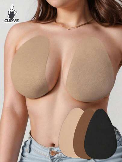 隐形聚拢乳头罩杯文胸，米色/咖啡色/黑色，露背无肩带，适合 B-E 罩杯胸围