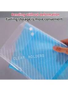 10pcs Classic A4 Clear PP Waterproof Document Folders, Transparent File Envelopes - Document Bag - View 5