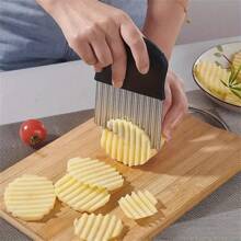 2pcs Stainless Steel Wavy Slicer, No Electricity Required Safe Kitchen Tool For French Fries, Potatoes, Fruits, Vegetables, Salad, Carrots, Slicing Potatoes - Durable Metal Wavy Slicing Blade