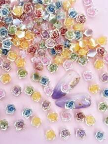 50 piezas de 6 mm Accesorios de arte de uñas con diseño de rosa 3D de Dunhuang, camelias de dos colores exquisitas y de lujo con estilo ligero, decoraciones de uñas de estilo japonés y coreano de moda sencilla para el verano. Usados para diseños de arte de uñas, joyas, uñas de ataúd, uñas francesas en forma de almendra, uñas largas y cortas, uñas ovaladas, uñas cuadradas, diseños de artesanía de joyas, diseños de gorros de graduación, estuches de teléfonos móviles DIY