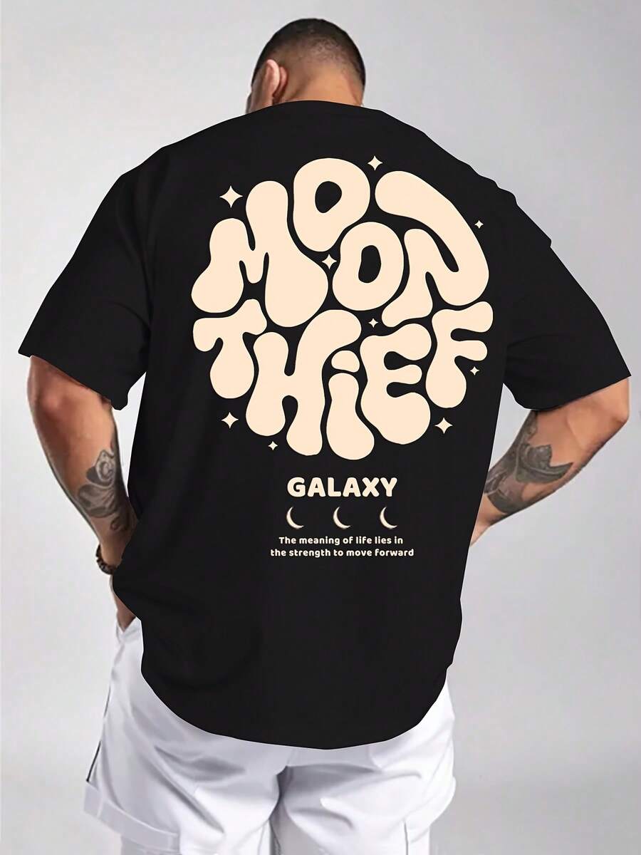 Men's Summer Short Sleeve Printed-Shirt - Black - View 1
