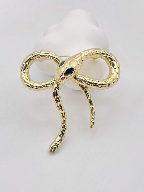 1pc Fashionable Gold Snake Brooch, Suitable As Women's Daily Wear Accessories