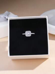 1 pieza/Caja de regalo Anillo dorado, Anillo de plata para mujer, Anillos de boda, Anillos de circonita, Regalo para mujer, Regalo de cumpleaños, Regalo de pareja, Regalo para mamá, Para novia, Para mejor amiga, Caja de regalo de San Valentín, Mamá, Madre, Día de la Madre, Regalo