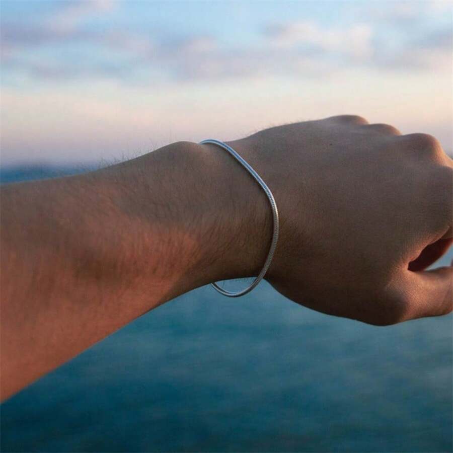 1 stuk Boho Elegante Slangenbot Ontwerp Eenvoudige Armband Dagelijks Draagbaar, Voor Koppels, Bruidsmeisjes, Moederdag, Dagelijks, Bruiloft, Strandvakantie, Ramadan