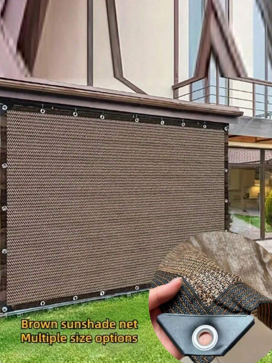 1 件遮阳布 90% 咖啡色遮阳网 遮阳网适用于花园露台、植物遮阳帆温室户外凉亭草坪遮阳布适用于狗屋鸡舍更易于悬挂遮阳网罩
