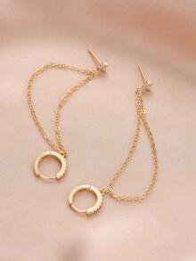 1 Pair Minimalist Cubic Zirconia Chain Dangle Earrings, Elegant Office Wear Jewelry For Women - Yellow Gold - View 3