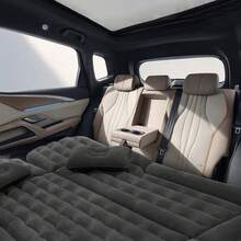 Inflatable Mattress 68.5 X 49.61 In, Capacity 551.16 Lbs, Quick Inflation With Pump, Foldable For Travel, Ergonomic Design With Two Headrests. Ideal For Car, Camping, Or As A Travel Guest Bed. Double Compartment For 1 Or 2 People (Beige/Black/Gray) - Black - View 4