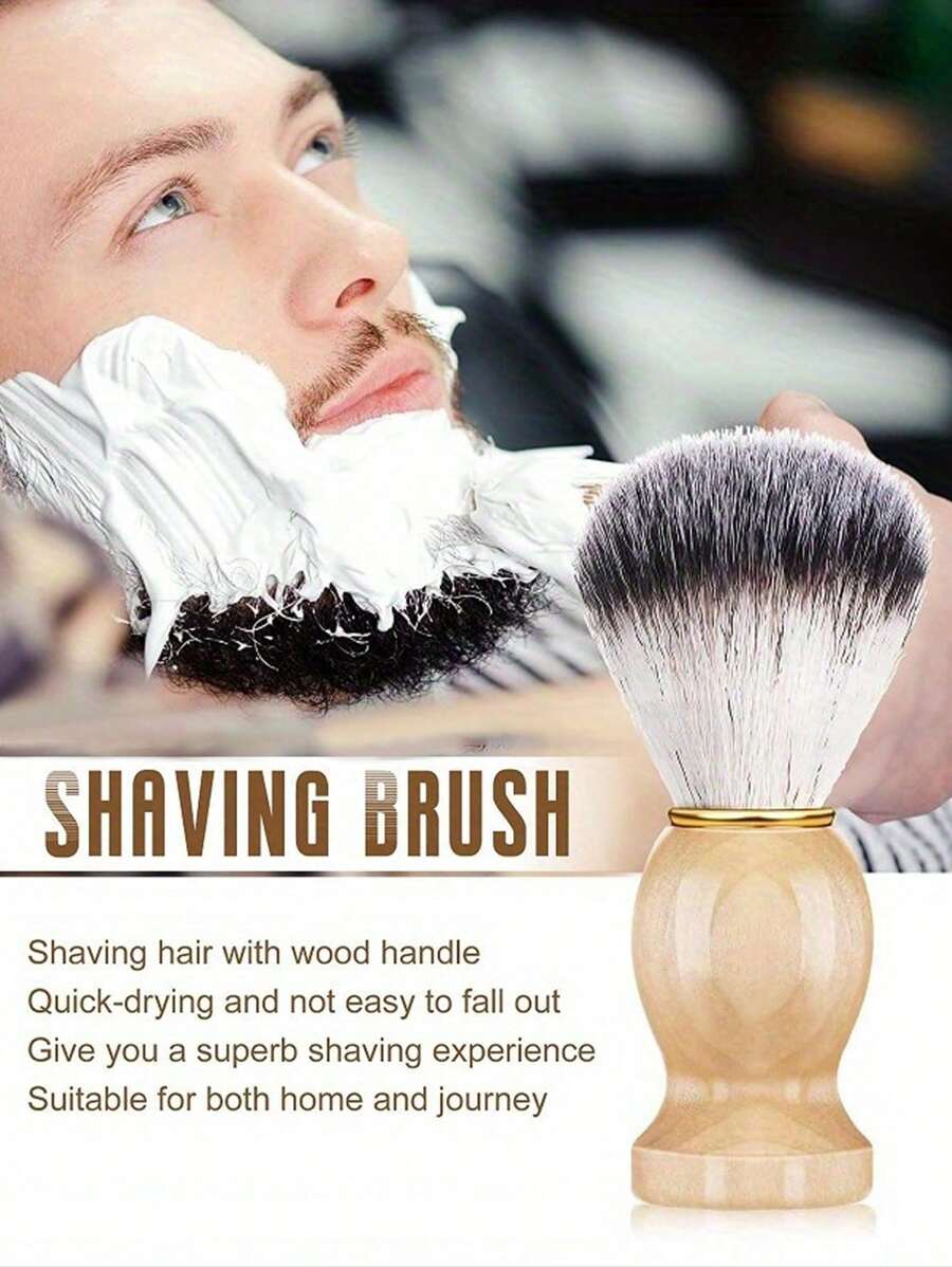 1pc Men's Shaving Brush, Synthetic Shaving Tool Shaving Brush With Hardwood Handle, Synthetic Travel Shaving Brush, Men's Shaving Brush, Paint Brush, Barber Shop Tool, Men's Shaving Cream Brush, Wet Shaving Brush, Facial Hair Brush, Shaving Brush