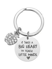 1PC Apple Metal Creative Stainless Steel Keychain Teacher's Day Gift Student To Teacher Graduation Season Gift Heartwarming Small Gift - Multicolor - View 5