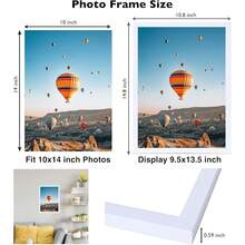 New 10x14 Inch Picture Frame, Horizontal And Vertical Formats For Wall Hanging, 10 X 14 Wall Gallery Poster Photo Frame  Shatter Ristant Plexiglass, - White 10x14 inch - View 3