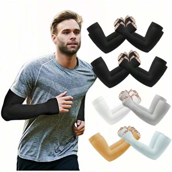 3pcs/8pcs Plain Casual Sports Arm Sleeve, Unisex Tattoo Cover Arm Sleeve, Suitable For Cycling, Basketball, Golf And Outdoor Sports, Spring/Summer/Autumn Sleeves Cover Arms