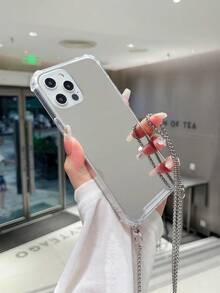 1 件挂链镜面防震斜肩手机壳适用于 7/8/SE2/7p/8p/X/XS/XR/XS Max/11/11 Pro/11 Pro Max/12/12 Pro/12 Pro Max/13/13 Pro/13 Pro Max/14/14 Pro/14 Pro Max/15/15 Pro/15 Plus/15 Pro Max，保护套防水防摔防刮