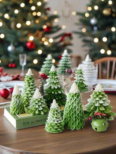 4 个硅胶圣诞树模具 - 创意家居装饰和香薰蜡烛礼品创意，手工材料