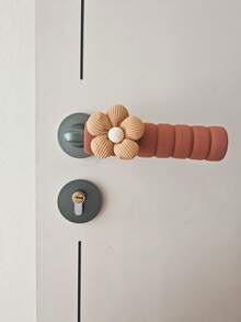 1/2 piezas Cubiertas de manijas de puerta con diseño floral marrón, protege la pared y la cerradura contra daños, antiestática, aislante, apta para uso con mano izquierda y derecha