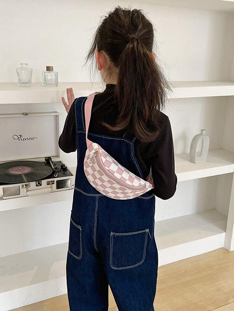 Kids Nylon Plaid Fashion Crossbody Chest Bag For Boys And Girls