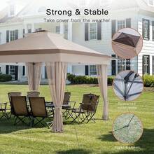 Amada 10x10ft 1-Person Setup Pop Up Canopy Tent - Easy Outdoor Sun Shade For Events, Parties, Camping, Gazebo With Wheel Cover Bag, Beach Tent With 3-Speed Adjustable Height,Blue - 米色 - 查看 4
