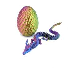 3D Printed Dragon, Realistic Dragon Egg, Fully Movable Crystal Dragon With Dragon Egg, Fidget Toy, Home Office Desk Toy
