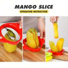 1 Stück einfach zu greifender Mango Scheibenschneider - Kreatives Küchenwerkzeug für perfekte Schnitte, langanhaltend Plastik Mango Schneider mit farbigen Optionen, ideal zum Schälen & Entkernen, Obst Scheibenschneider