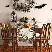 1pc Halloween Elemental Pattern Table Flag, Made Of 72 Inch Knitted Polyester Fiber, Used For Holiday Gathering Tables, Home Kitchen Decoration Gatherings, And Gifts