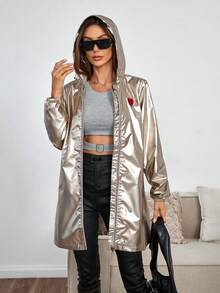 Risissida 女士休闲连帽外套，带口袋，轻便长款，适合春冬季日常穿着