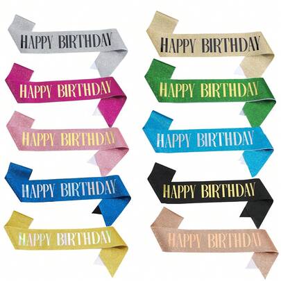 1 套生日快乐腰带丝带和头带，适合男女，生日装饰腰带，生日腰带礼物，适合任何年龄段的生日派对装饰