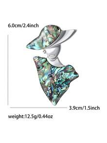 1 件時尚鮑魚殼女孩胸針適合女士日常佩戴