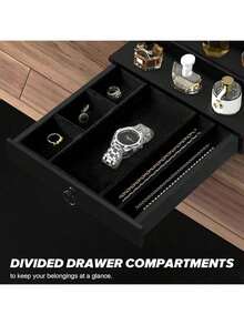 Cologne Organizer For Men, 5 Tier Black Cologne Shelf, Perfume Stand With Drawer And Hidden Compartment Perfume Display Holder - A Gift For Men - Black - View 2