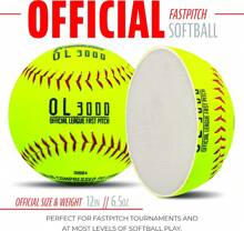 Franklin Sports Official Game Softballs - OL3000 Fastpitch 12&#34; Inch Yellow Softballs - Official Size + Weight Tournament Balls For Practice + Games - 1 Softball