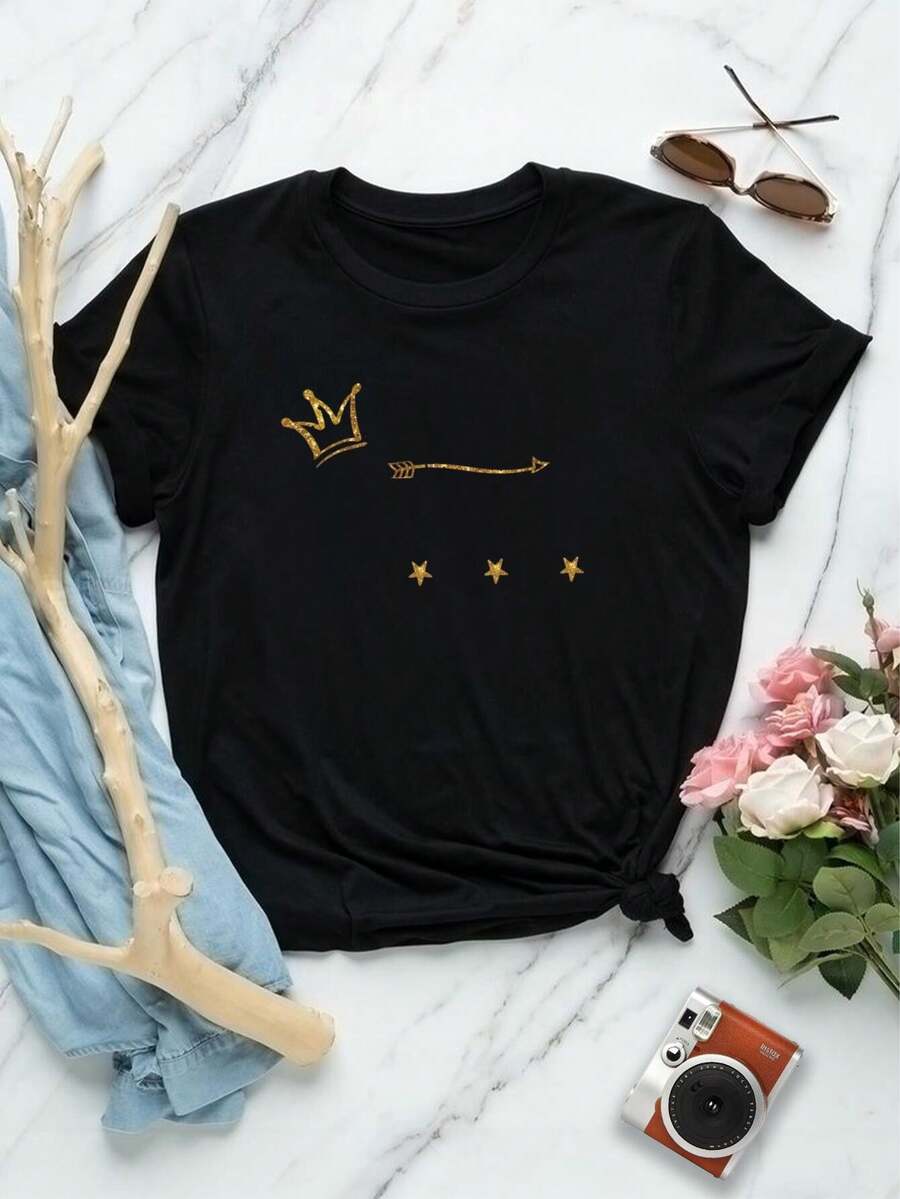 Camisetas de equipo para el cumpleaños de mujeres - Camisetas divertidas a juego para la celebración del cumpleaños de ella, idea de regalo, camiseta blanca informal de cuello redondo, camiseta linda con gráficos de verano, camisetas para chicas de cumpleaños para mujeres - Negro - Ver 1