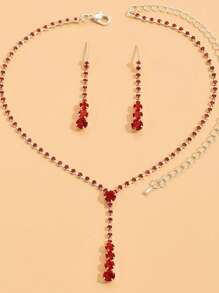 2 pièces Set de collier et boucles d'oreilles étincelants pour femmes, accessoires de bijoux de mariée élégants pour soirée