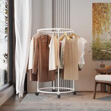 1pc Stainless Steel Round Clothes Hanger - Self-Standing 360 Degree Rotating Clothes Rack With Wheels, Suitable For Home, Retail Stores And Malls, Space-Saving Round Design, No Assembly Required, Drying Rack
