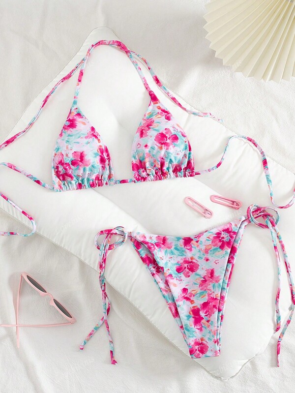Sexy Random Print Bikini Swimsuit, Summer Beachwear