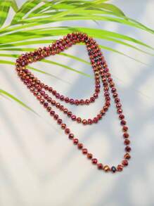 1pc 1.5m Long Crystal Beads Knotted Multi-Layer Simple Daily Wear Necklace For Women