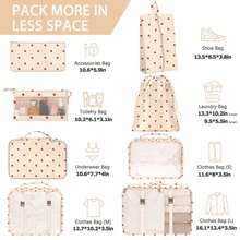 8-Piece Packing Cubes,Travel Clothes Storage Bags,Luggage Packing Organizers, Foldable, With Zipper, Shoe Tidy Pouch , For Suitcases, Back To School, Travel, Vacation Essentials, Travel Accessories,Pack Your Luggage With Ease - 米底草莓 - 查看 2