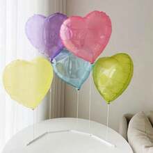 3pcs/6pcs 18-Inch Various Jelly-Colored Heart-Shaped Aluminum Foil Balloons, Mother's Day Decorations, Birthday Decorations, Wedding Decorations, Anniversary Decorations, Romantic Scene Decorations, Proposal Decorations, Home Decorations, Party Decorations (Random Color Styles Shipped)
