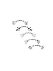 AVYRING 5 件眉毛耳钉珠宝 16G 耳环垂直唇钉唇饰弯曲杠铃眉环小肚环耳轮耳蜗海螺耳钉珠宝 - 彩色 - 查看 14