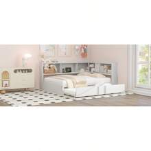 Metal Full Size Daybed With Trundle, Storage Cabinets And USB Ports, White-7294 - Multicolor - View 9