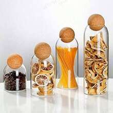 Glass Jar With Round Ball Lid, Seal Coffee Bean Container, Kitchen Food Storage Canister, Creative Cork Tea Leaf Organizer