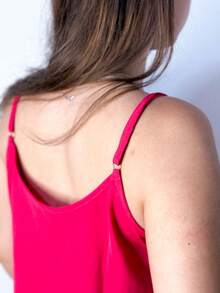 Women's Tank Top With Adjustable Straps Basic Crepe Strappy Top - Rosa Fucsia - Ver 5